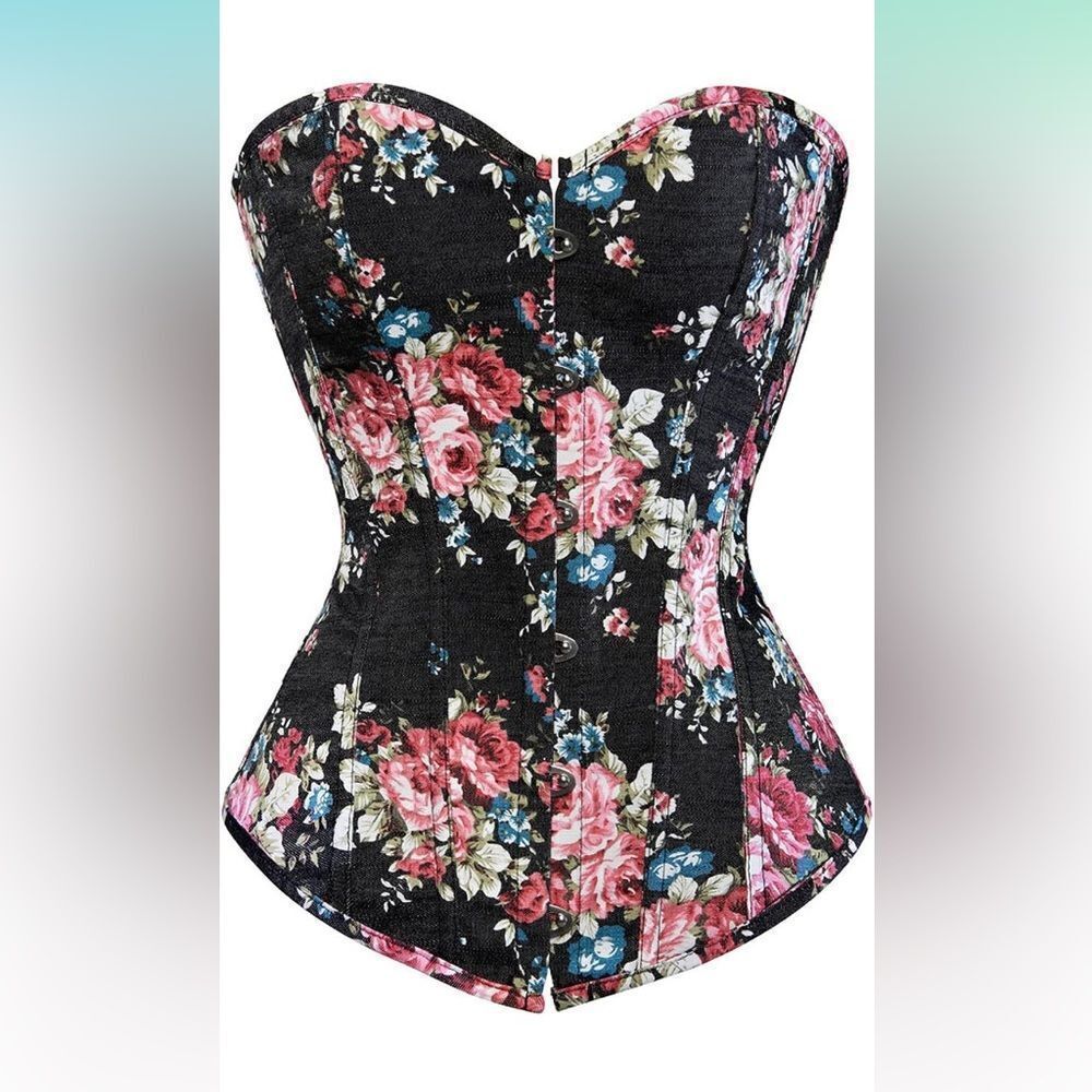 Floral Bustier for Women's Vintage Lace Up Back Body Shaper Corset Top 4XL